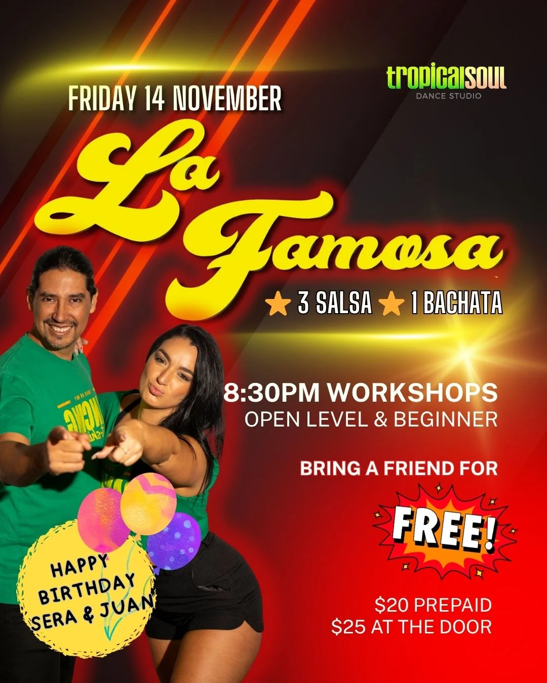 LA FAMOSA ✨ 14 Nov - Salsa Party with Bachata - Bring a friend for free