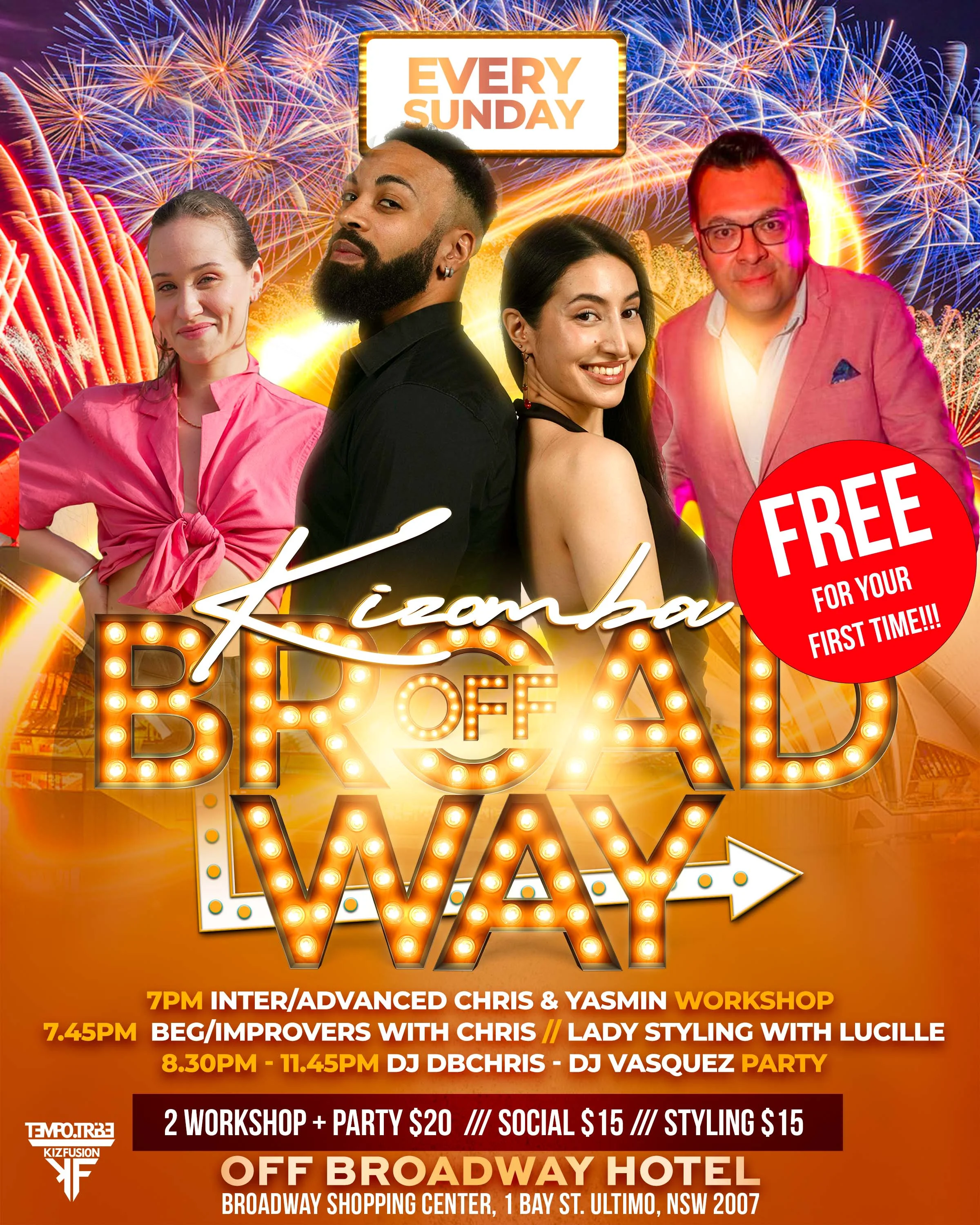 K.O.B - Kizomba Party! 2 Workshop/2 Levels Chris & Yasmin Workshop! DJ DBCHRIS & DJ VASQUEZ - Styling with Lucille